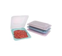 Set de 4/6 Unidades Porta Embutidos y Alimento Fresh, Libre de BPA, Reutilizables, Apilables, Apto Lavavajillas y Microondas, color morandy