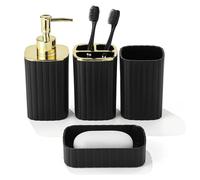 Set de 4 accesorios para baño, que incluye dispensador de jabón y soporte para cepillos de dientes