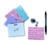 Set de 4 Bloc de Notas Erasables de Silicona con Clip y Bolígrafo, Tarjeta Reusable Mini Pizarra Portapapeles para Profesionales de la Salud, Docentes y Personal de Oficina-Horizontal