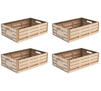 Set de 4 cajas plegables con aspecto de madera, ideales para frutas y verduras