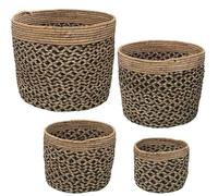 Set de 4 cestos de Hierba de mar en Natural y Negro 35x30, 30x25, 25x20 y 20x15cm