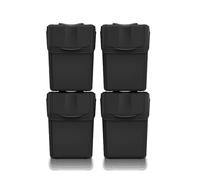 Set de 4 cubos de basura KEDEN SORTIBOX 100% plástico reciclado, negro, volumen 4x20L