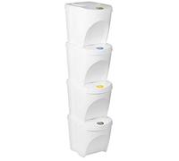Set de 4 Cubos de Basura KEDEN SORTIBOX Papelera Reciclaje, Blanco, Volumen 4x25L