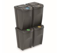 Prosperplast Cubos de reciclaje SORTIBOX KEDEN – Set 4x35L Gris