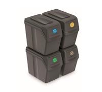 Set de 4 Cubos de Basura KEDEN SORTIBOX para Reciclado, Gris, Volumen 4x20L