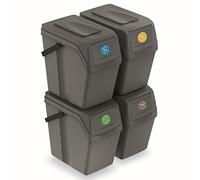 Set de 4 Cubos de Basura KEDEN SORTIBOX para Reciclado, Gris, Volumen 4x25L