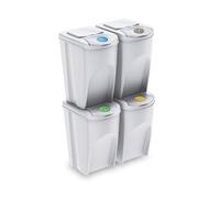Well home set de 4 cubos de basura-papelera reciclaje, blanco roto, 4x35l
