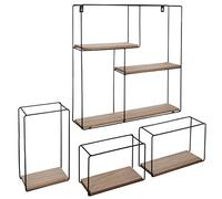 Atmosphera - Juego de 4 estantes de Pared - Metal y Madera