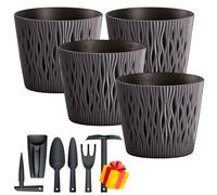 Set de 4 Macetas Rato de 7,2L con inserto 17x17x32,4 cm en color blanco + Juego de 6 Herramientas de Jardín de REGALO Sandy3lantr0000 4x 3 l