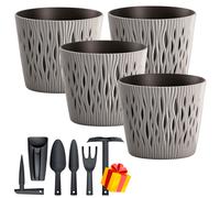 Set de 4 Macetas Rato de 7,2L con inserto 17x17x32,4 cm en color blanco + Juego de 6 Herramientas de Jardín de REGALO Sandy3lgray1aaa 4x 3 l