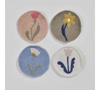 Set de 4 posavasos de algodón con flores