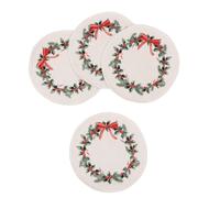 Set de 4 posavasos navideños de algodón orgánico verde y rojo D12 cm