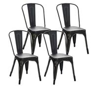 Set de 4 sillas apilables benedikt metal negro-dorado 48x44x89 cm
