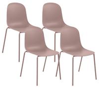 CLP Set de 4 sillas apilables Hardin con Asiento ergonómico y Estructura metálica, Ideal para Comedor, Cocina y recepción. Color:Fucsia