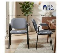 Set de 4 sillas apilables ken pro de tela gris 55x53x79 cm