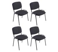Set de 4 sillas apilables xl ken tapizadas en tela negro 57x53x84 cm