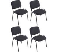 Set de 4 sillas apilables xl ken tapizadas en tela negro 57x53x84 cm