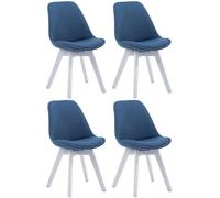 Set de 4 Sillas Borneo para comedor en tela Azul,Blanco
