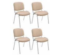 CLP Set De 4 Sillas Confidente Ken Chrom Tapizadas En Tela I Juego De 4 Sillas para Conferencias Acolchadas & Apilables, Color:Crema