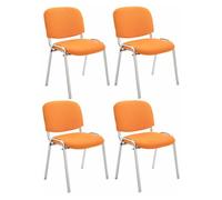 CLP Set De 4 Sillas Confidente Ken Chrom Tapizadas En Tela I Juego De 4 Sillas para Conferencias Acolchadas & Apilables Color:Naranja