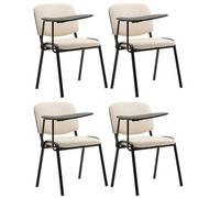 CLP Set De 4 Sillas Confidente Ken con Brazo Extensible I Sillas para Academias Tapizadas En Polipiel con Mesa Plegable, Color:Crema