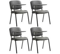 CLP, juego de 4 sillas "Ken" con mesa plegable, tapizadas en cuero sintético, color gris