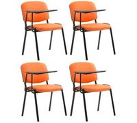CLP, juego de 4 sillas "Ken" con mesa plegable, tapizadas en cuero sintético, color naranja