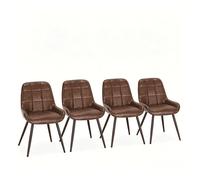 Set de 4 sillas de comedor + - asiento acolchado alto, sillas elegantes para cocina y oficina en casa - marrón