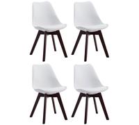 Set de 4 sillas de comedor Borneo en polipiel Blanco,Nogal