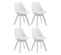 CLP - 4 sillas de visita Borneo, tapizadas en cuero sintético con asiento de plástico - Color: blanco, color del marco: blanco
