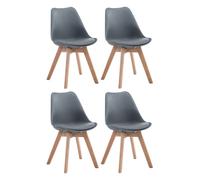 Set de 4 sillas de comedor borneo en polipiel simil cuero gris 55x48x84 cm