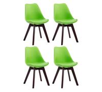 CLP Set de 4 sillas de comedor Borneo - polipiel, asiento plástico, estructura nogal - Verde