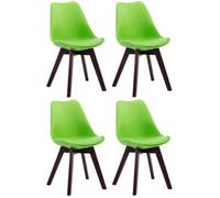 CLP Set de 4 sillas de comedor Borneo - polipiel, asiento plástico, estructura nogal - Verde