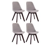 Set de 4 sillas de comedor Borneo tapizadas en terciopelo Gris,Nogal