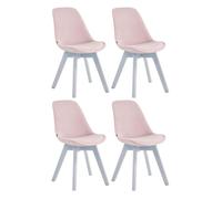 Set de 4 sillas de comedor Borneo tapizadas en terciopelo Rosado,Blanco
