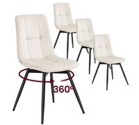 VASAGLE Sillas de Comedor, Set de 4, Giratorias 360°, Patas de Acero | Sillas de Comedor Tapizadas en Terciopelo, Diseño Ergonómico, 43 x 52 x 83 cm, Beige Capuchino, Colección TYRA KDC198L101