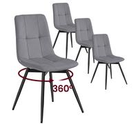 VASAGLE Sillas de Comedor, Set de 4, Giratorias 360°, Patas de Acero | Sillas de Comedor Tapizadas en Terciopelo, Diseño Ergonómico, 43 x 52 x 83 cm, Gris Pizarra, Colección TYRA KDC198G101