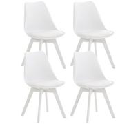 Set De 4 Sillas De Comedor Linares Plástico Blanco/blanco 50x49x83 Cm Clp