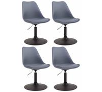 CLP Set de 4 sillas de comedor Maverick – pie trompeta plástico, giratorias con ajuste, Gris/Negro