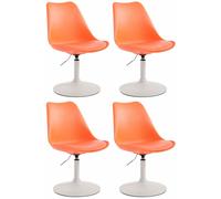 CLP 4 sillas comedor Maverick - plástico, giratorias, altura ajustable - naranja/estructura blanca