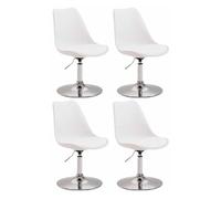 CLP Juego de 4 sillas de comedor Maverick, de plástico, giratorias y con ajuste de altura continuo, color blanco, estructura cromada