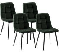 CLP Juego de 4 sillas de comedor "Tilde", tapizadas, con respaldo, capacidad de hasta 150 kg, color verde. Material: terciopelo