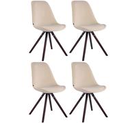 CLP, juego de 4 sillas Toulouse, tapizadas en terciopelo, con asiento acolchado y patas de madera redondas, color crema en la estructura y color cappuccino en el tapizado