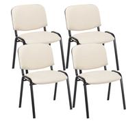 CLP Set De 4 Sillas De Reuniones Ken En Piel Sintética I 4 Sillas De Conferencia con Base De Metal I 4 Sillas Confidentes Apilables I Color:, Color:Crema
