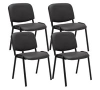 CLP Set de 4 sillas Ken para reuniones – Tapizado en cuero PU gris, apilables, 53x53x83 cm