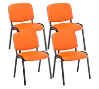 CLP Set De 4 Sillas De Reuniones Ken En Piel Sintética I 4 Sillas De Conferencia con Base De Metal I 4 Sillas Confidentes Apilables I Color:, Color:Naranja