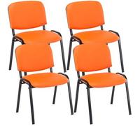 Set De 4 Sillas De Reuniones Ken En Cuero Pu Simil Cuero Naranja 53x53x83 Cm Clp