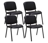 Set de 4 sillas de reuniones ken en cuero pu simil cuero negro 53x53x83 cm