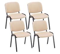 CLP Trading GmbH – Set de 4 sillas de reuniones Ken – Tela, base metálica, apilables – Crema