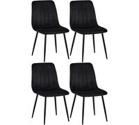 CLP Trading GmbH Juego de 4 sillas Dijon Tapizadas en terciopelo negro con respaldo 53x45x88 cm